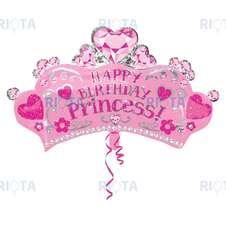 Фигурный шар Корона, Happy Birthday, Princess, 64 см