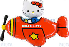 Фигурный шар Hello Kitty на красном самолете, 91 см