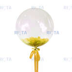 Шар-пузырь прозрачный, с желтыми перьями, 46 см